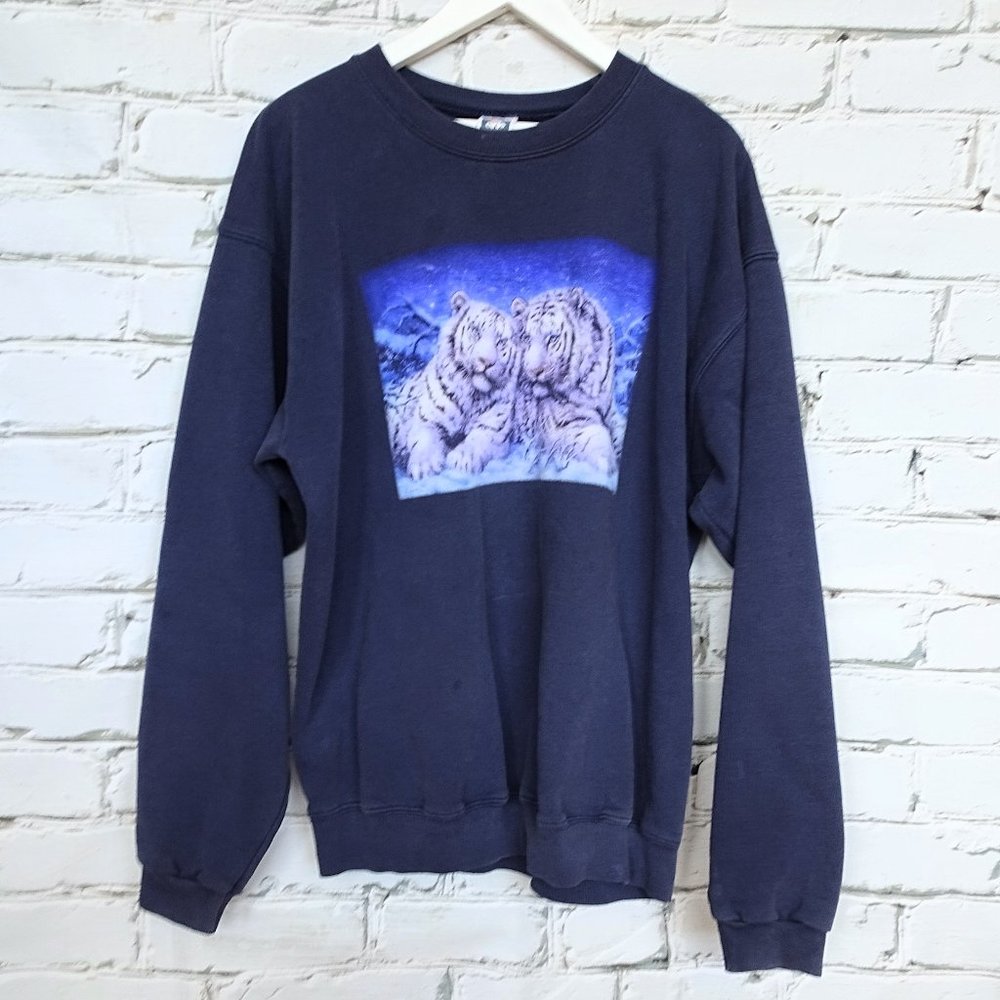 Vintage White Tiger Navy Sweater